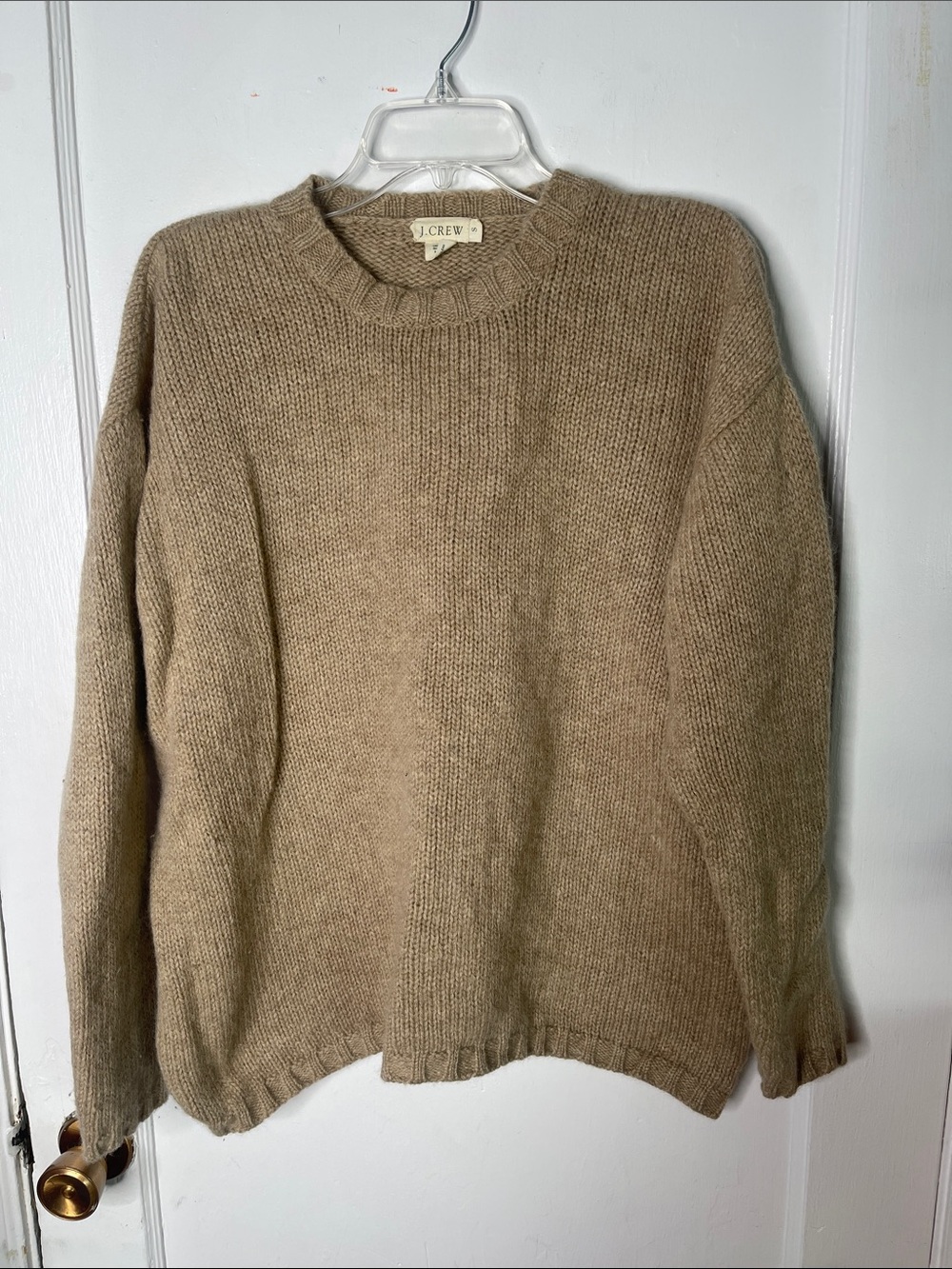 Vintage J Crew Shetland Wool Sweater Small Oversized Natural Oatmeal Crewneck